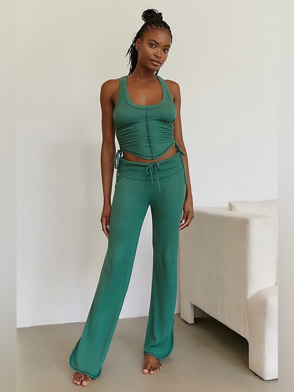 Out from Under‎ SWEET DREAMS FOLDOVER LOUNGE PANT IN DARK GREEN Size S